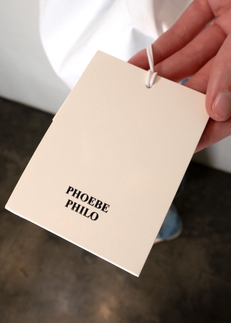 Phoebe Philo White Cotton Tie Neck Button Down Shirt