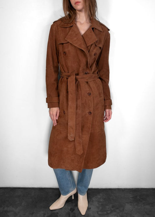 Sprwmn Brown Suede Trench Coat