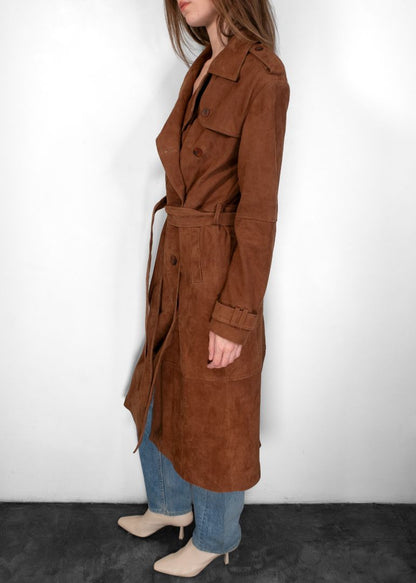 Sprwmn Brown Suede Trench Coat