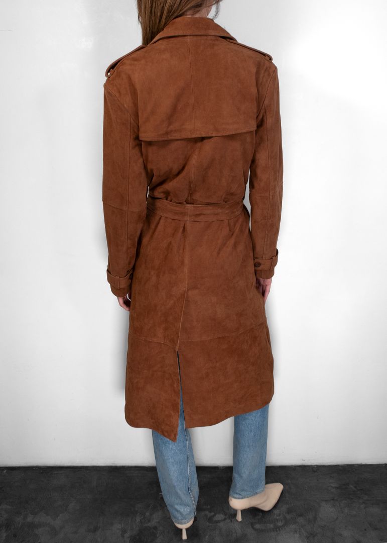 Sprwmn Brown Suede Trench Coat
