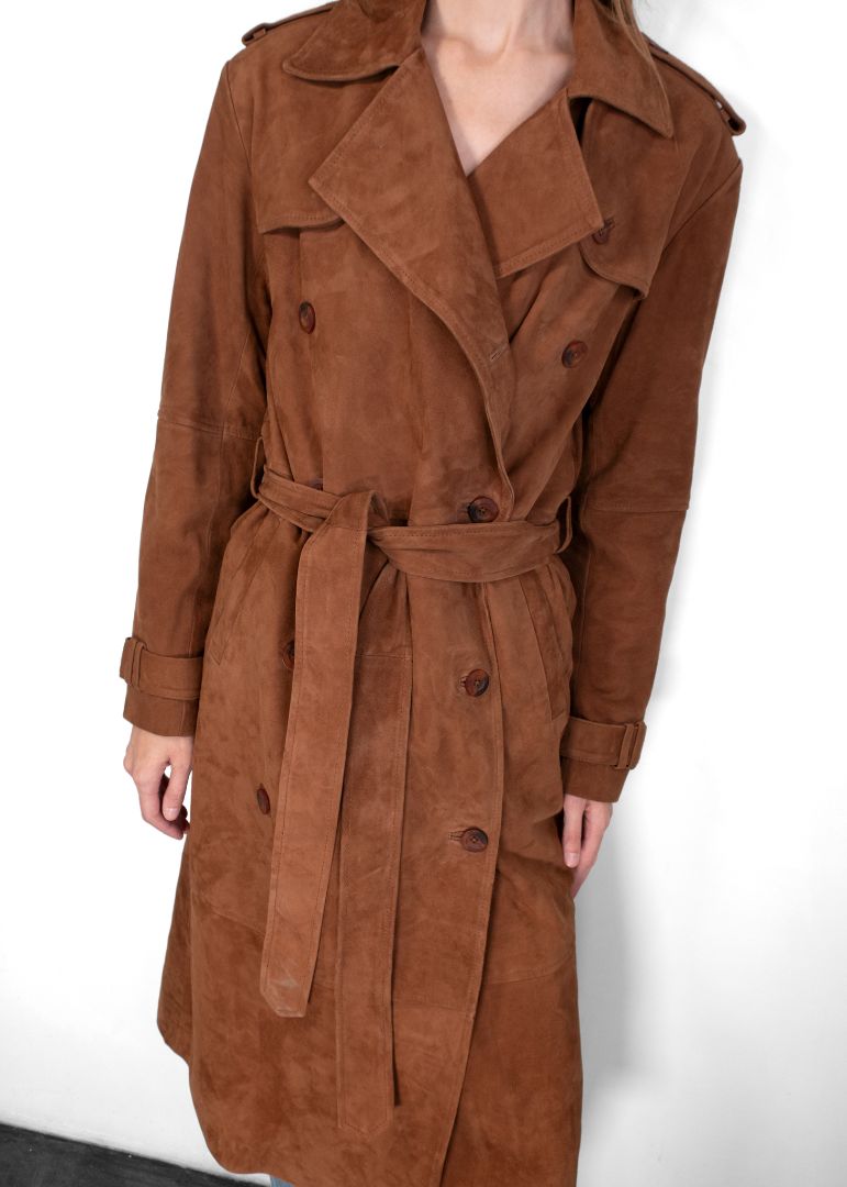 Sprwmn Brown Suede Trench Coat