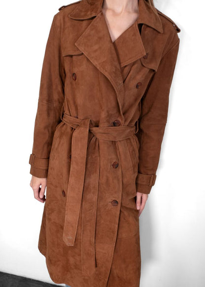 Sprwmn Brown Suede Trench Coat