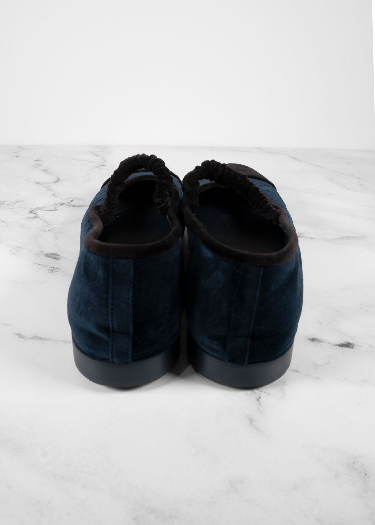 Chanel Black And Blue Velvet Mary Janes