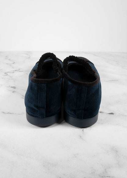 Chanel Black And Blue Velvet Mary Janes