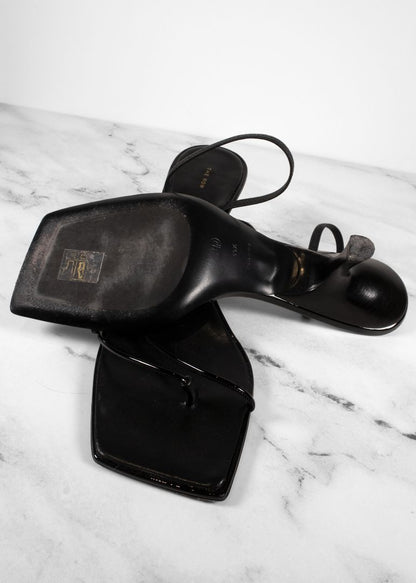 The Row Black Patent Leather Slingback Kitten Heels