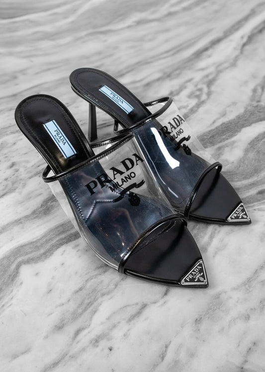 Prada Logo-print PVC Mules