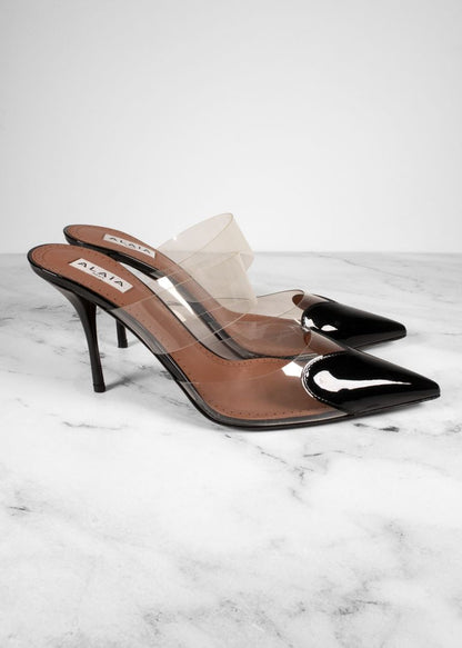 Alaia Coeur Black Heart Cap Toe Mule Pumps
