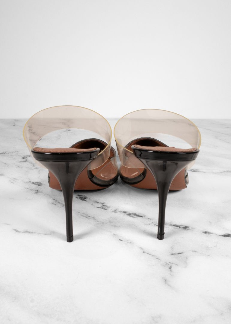 Alaia Coeur Black Heart Cap Toe Mule Pumps