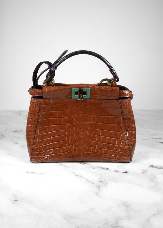 Fendi Brown Crocodile Leather Handbag