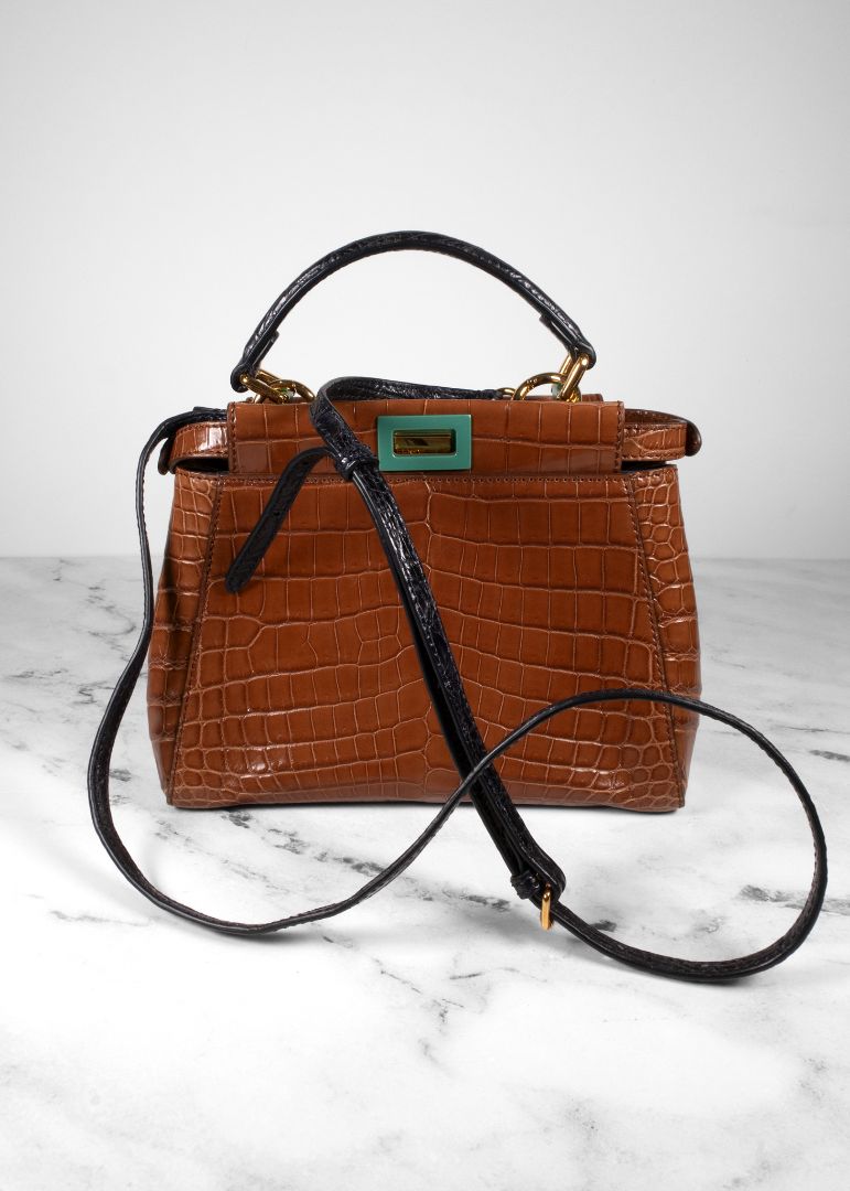 Fendi Brown Crocodile Leather Handbag