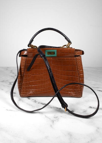 Fendi Brown Crocodile Leather Handbag