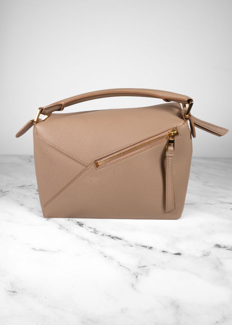 Loewe Taupe-beige Grainy Leather Puzzle Bag