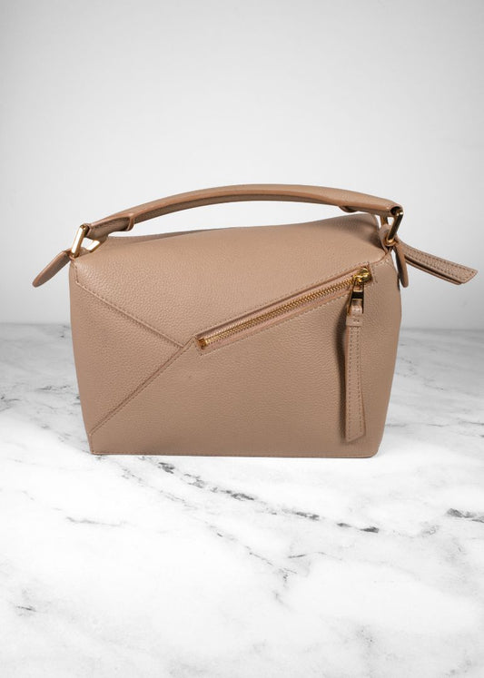 Loewe Taupe-beige Grainy Leather Puzzle Bag