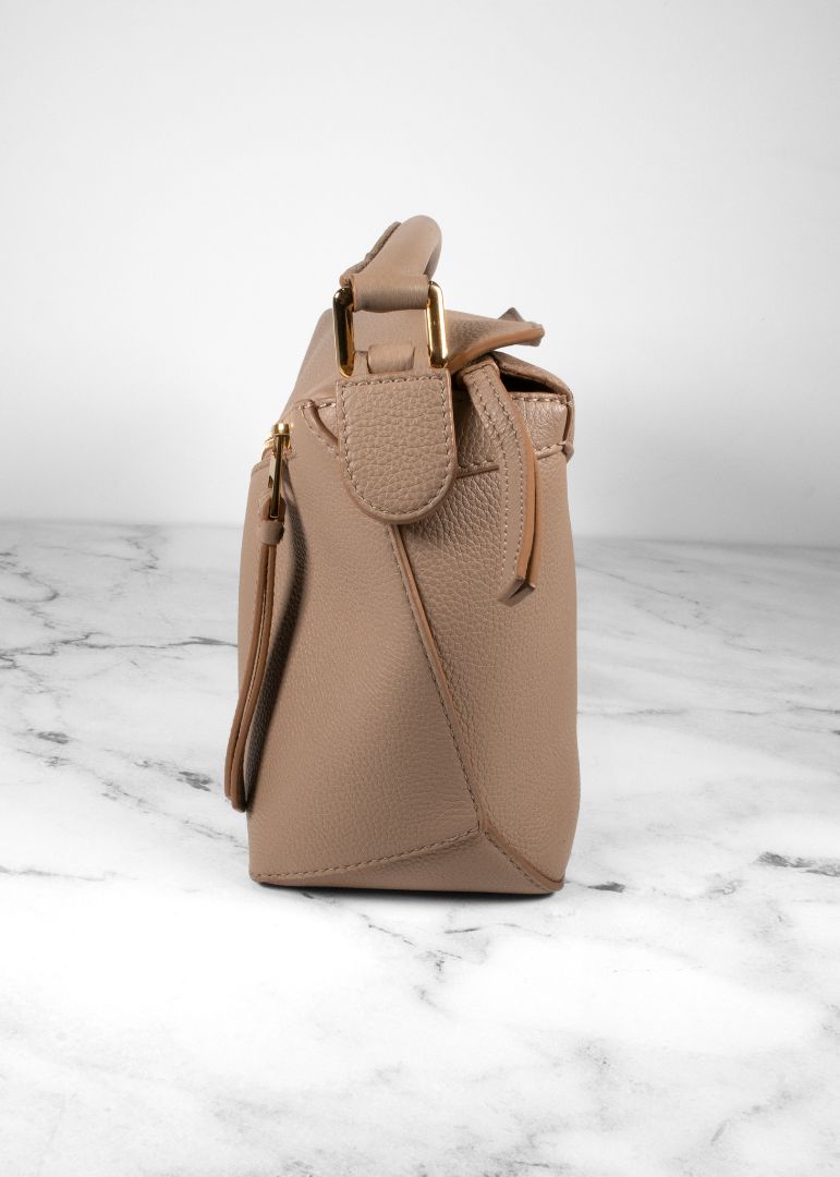 Loewe Taupe-beige Grainy Leather Puzzle Bag