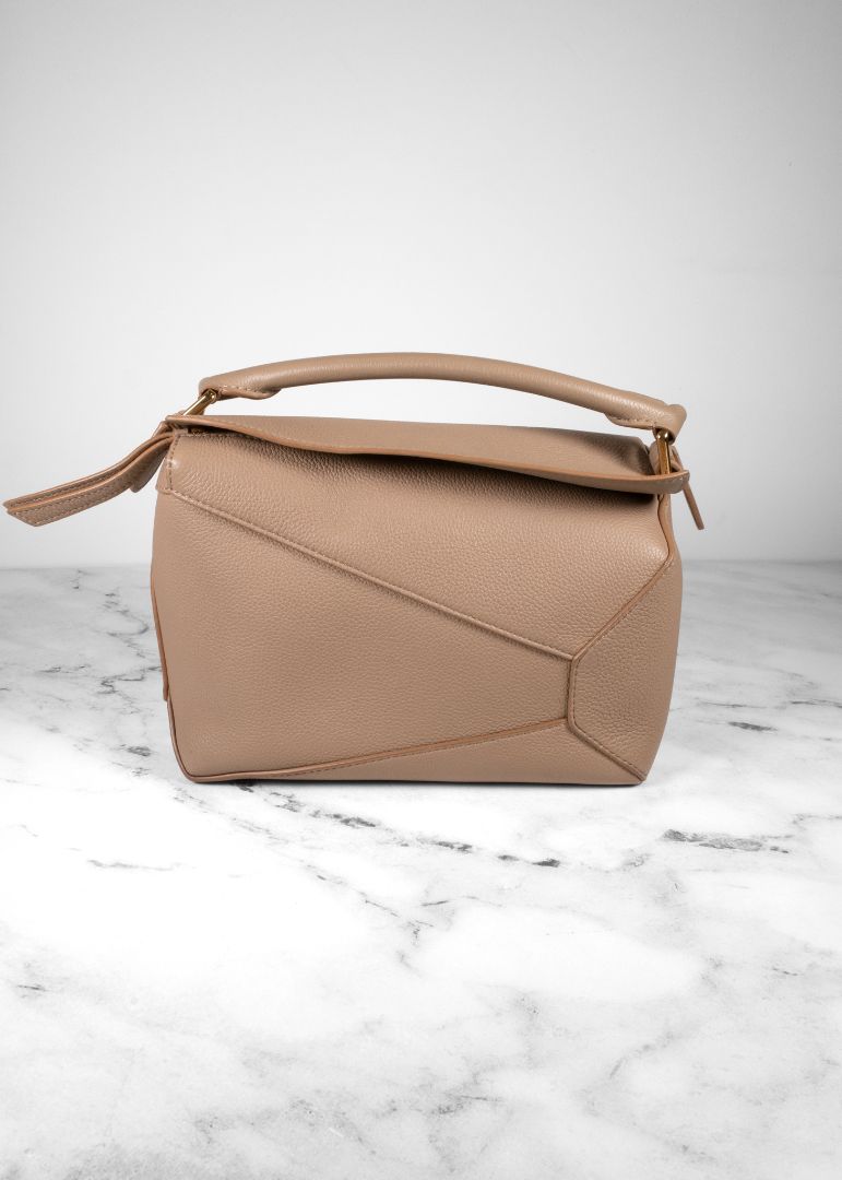 Loewe Taupe-beige Grainy Leather Puzzle Bag