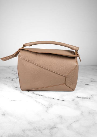 Loewe Taupe-beige Grainy Leather Puzzle Bag