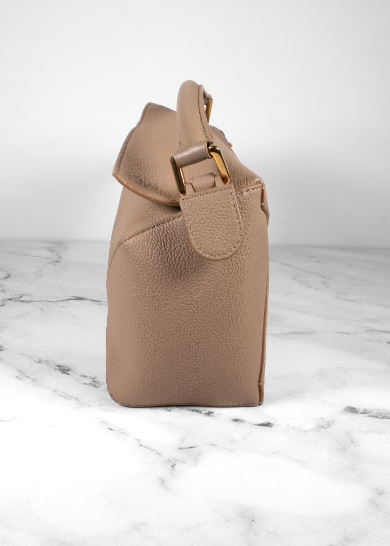 Loewe Taupe-beige Grainy Leather Puzzle Bag