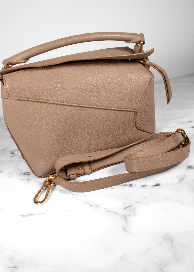 Loewe Taupe-beige Grainy Leather Puzzle Bag