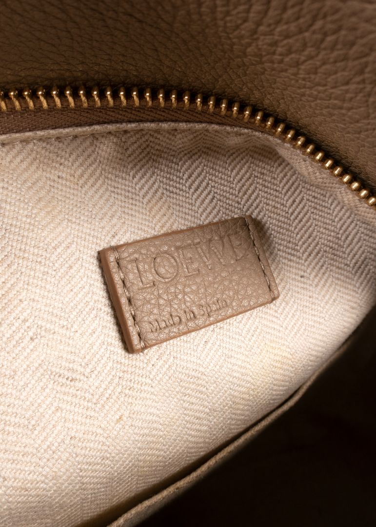 Loewe Taupe-beige Grainy Leather Puzzle Bag