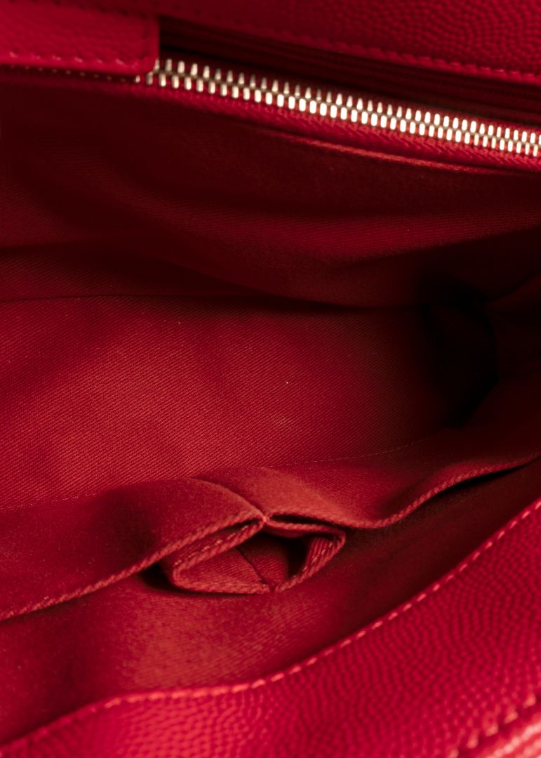 Chanel Red Caviar Leather Quilted Top Handle Bag