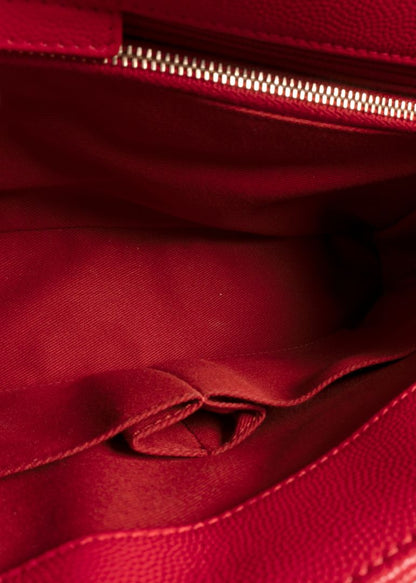 Chanel Red Caviar Leather Quilted Top Handle Bag