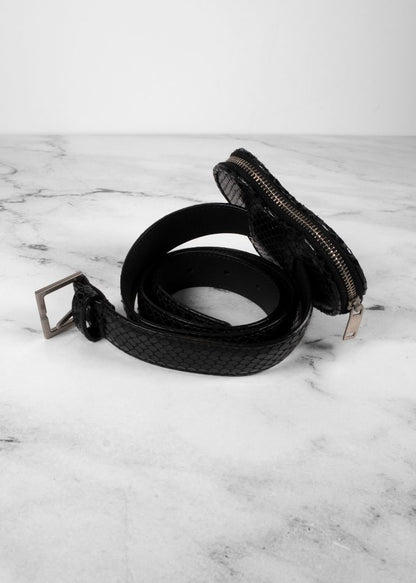 Saint Laurent Black Snakeskin Heart Belt Bag