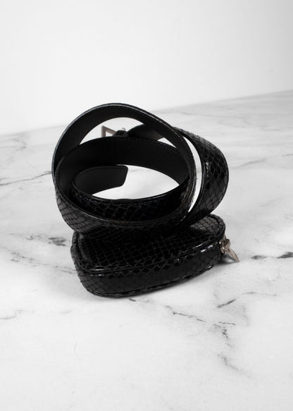 Saint Laurent Black Snakeskin Heart Belt Bag