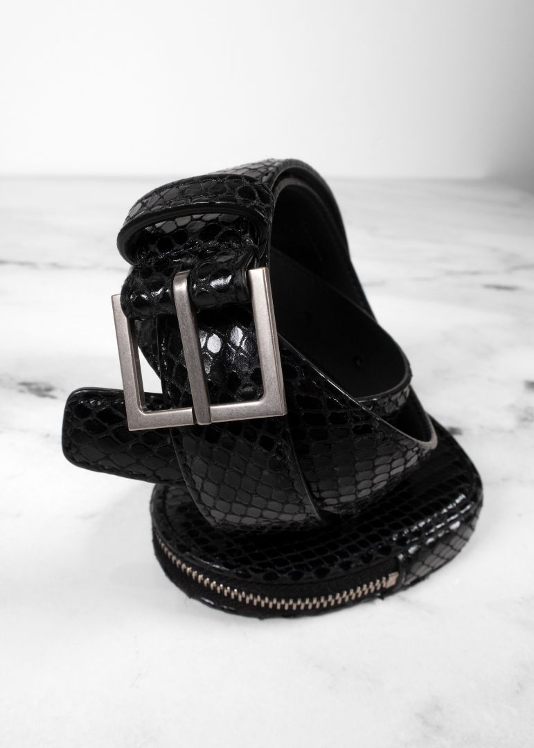 Saint Laurent Black Snakeskin Heart Belt Bag