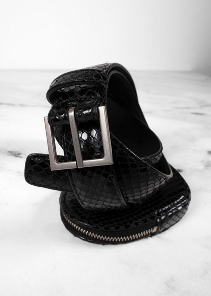 Saint Laurent Black Snakeskin Heart Belt Bag