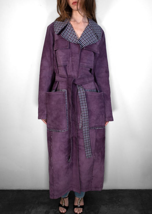 Bottega Veneta Purple Suede Trench Coat