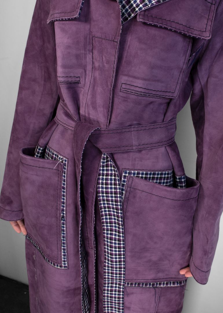 Bottega Veneta Purple Suede Trench Coat