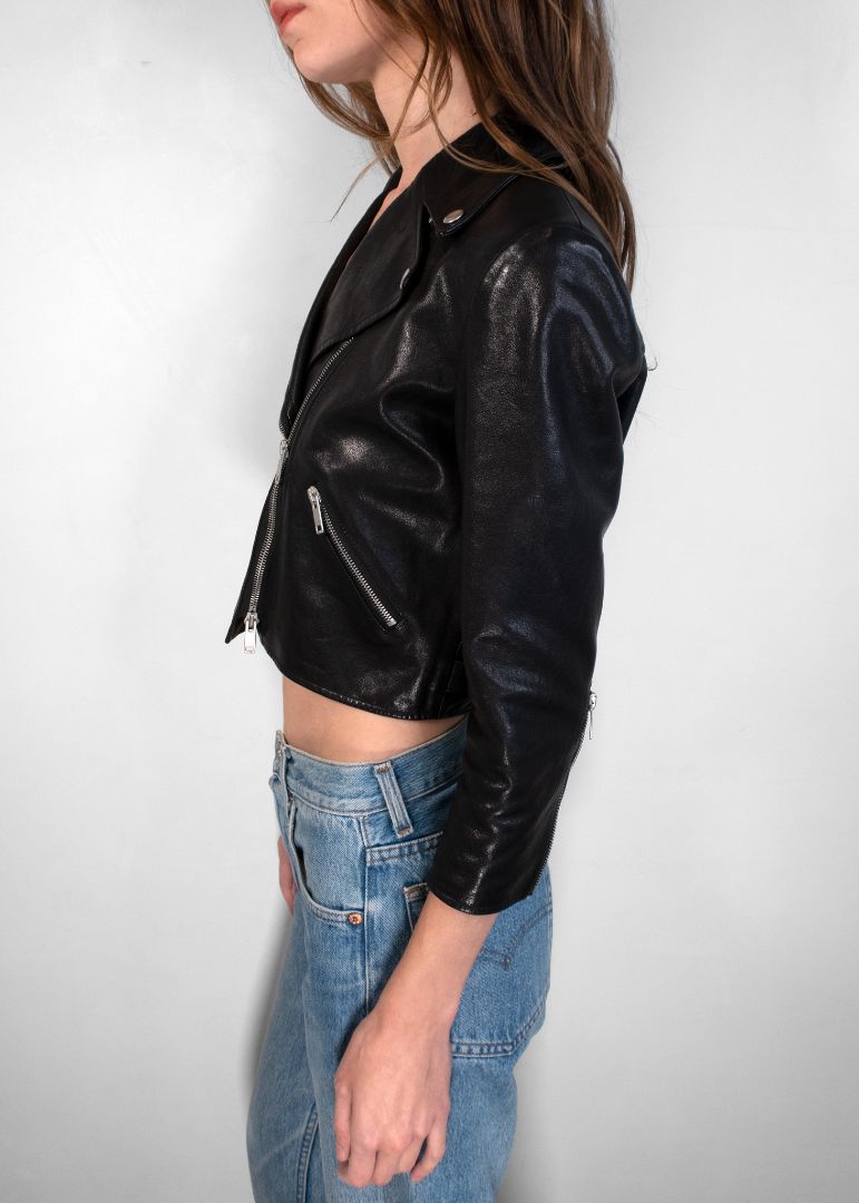 Givenchy Black Cropped Leather Moto Jacket