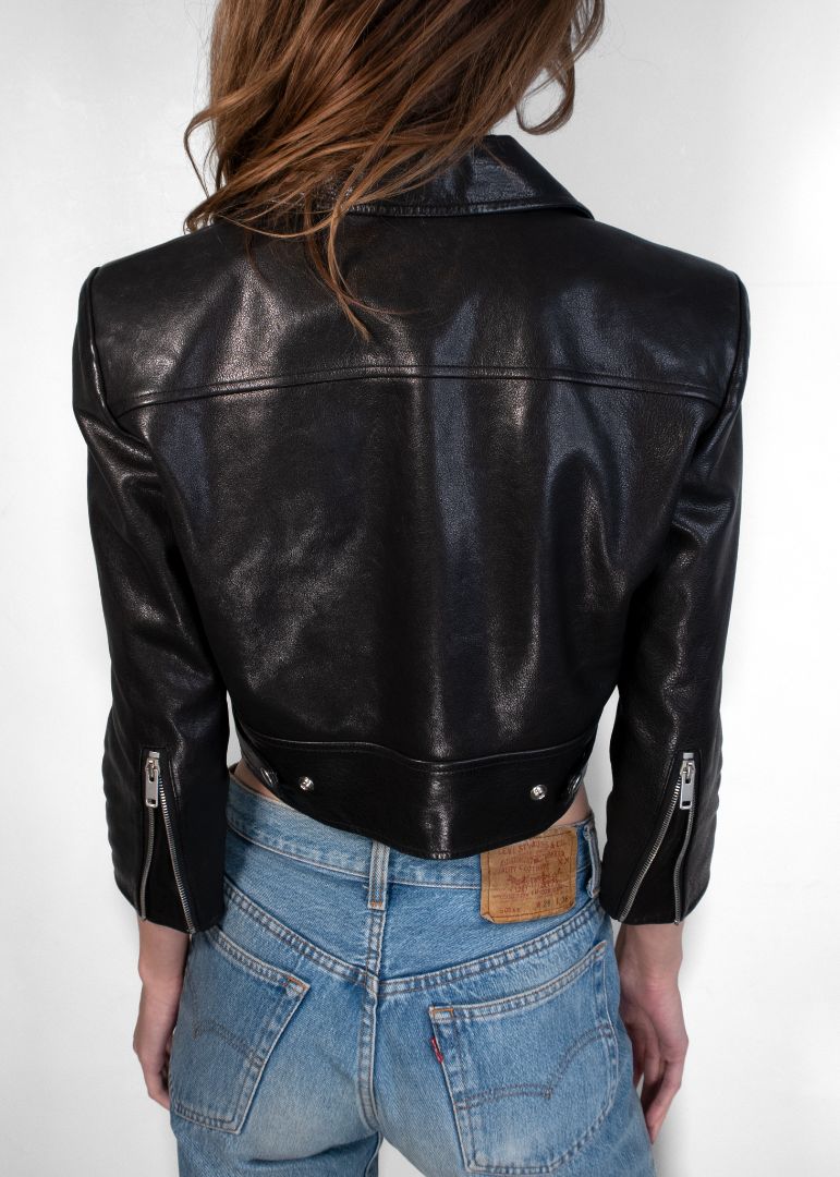 Givenchy Black Cropped Leather Moto Jacket