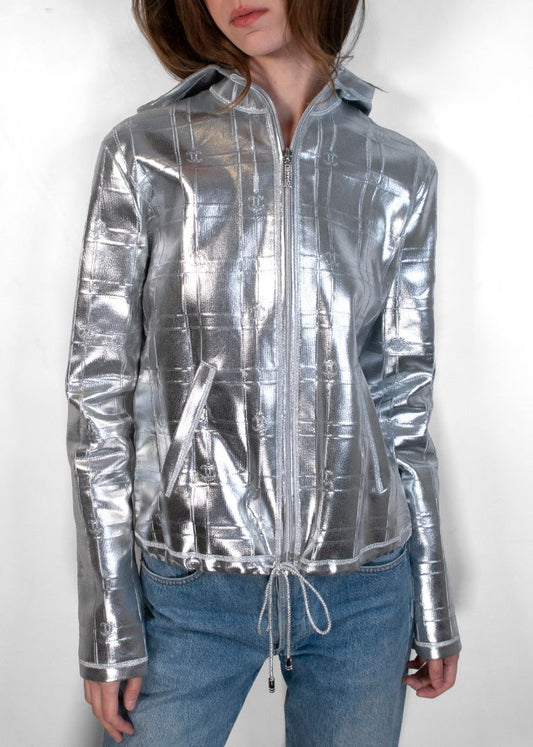 Chanel Silver Hooded Jacket