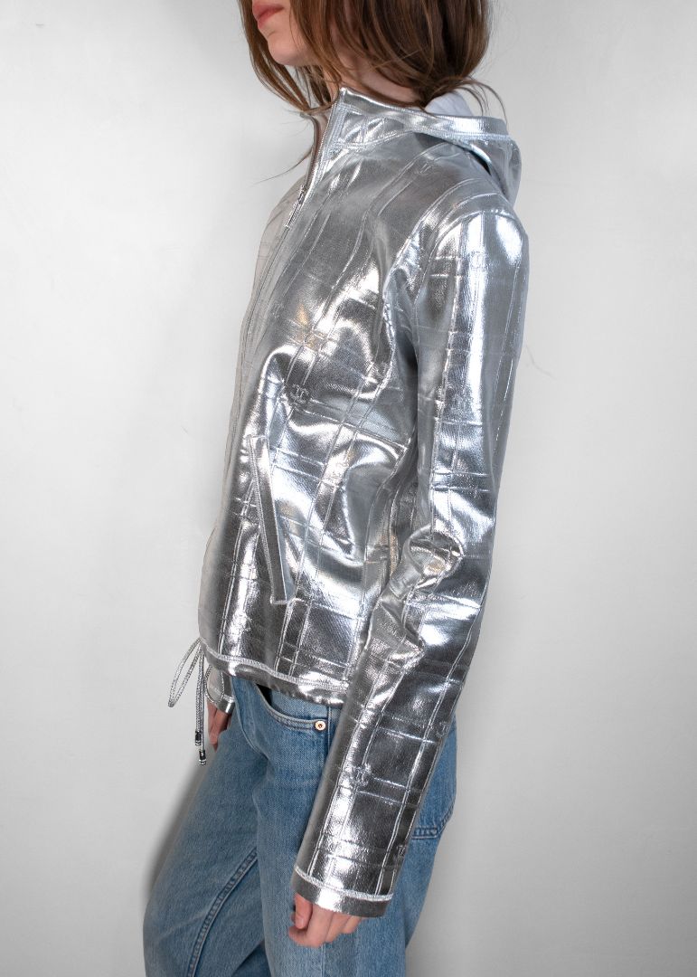 Chanel Silver Hooded Jacket