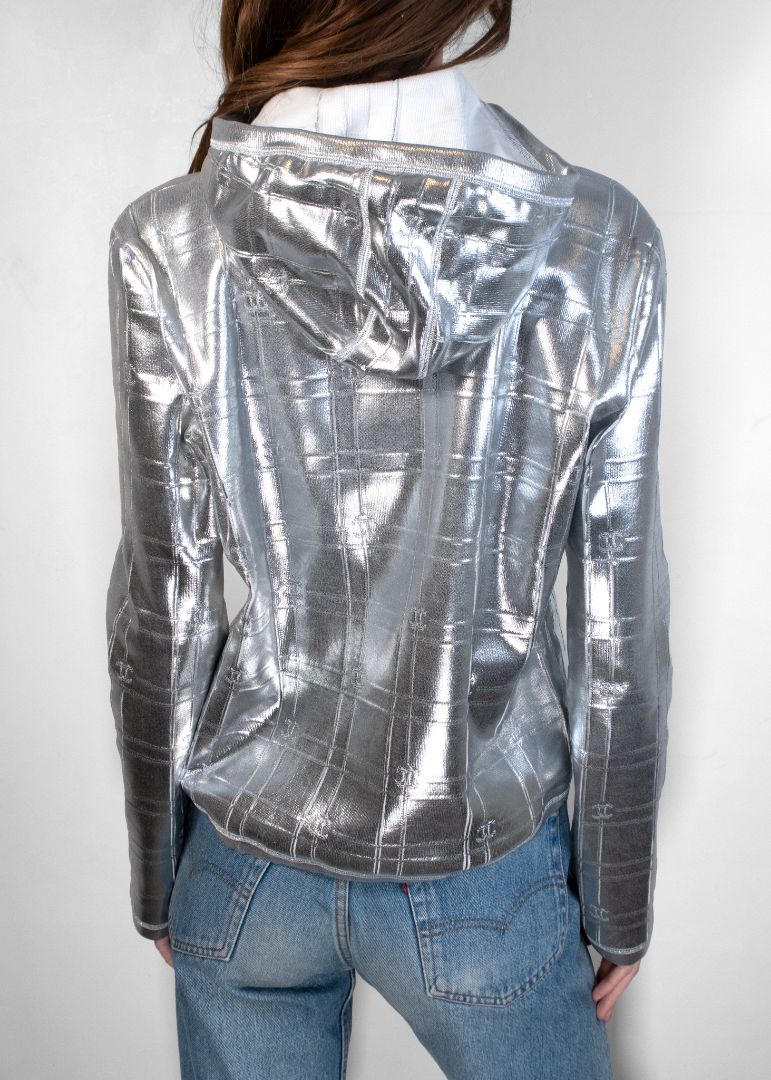 Chanel Silver Hooded Jacket