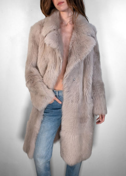 Nour Hammour Reversible Grey Fur Coat
