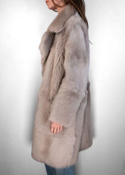 Nour Hammour Reversible Grey Fur Coat