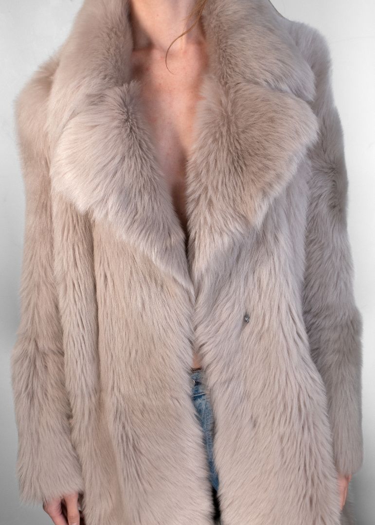 Nour Hammour Reversible Grey Fur Coat
