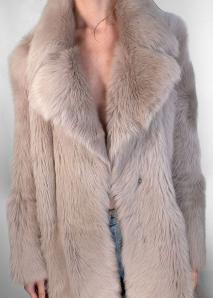 Nour Hammour Reversible Grey Fur Coat