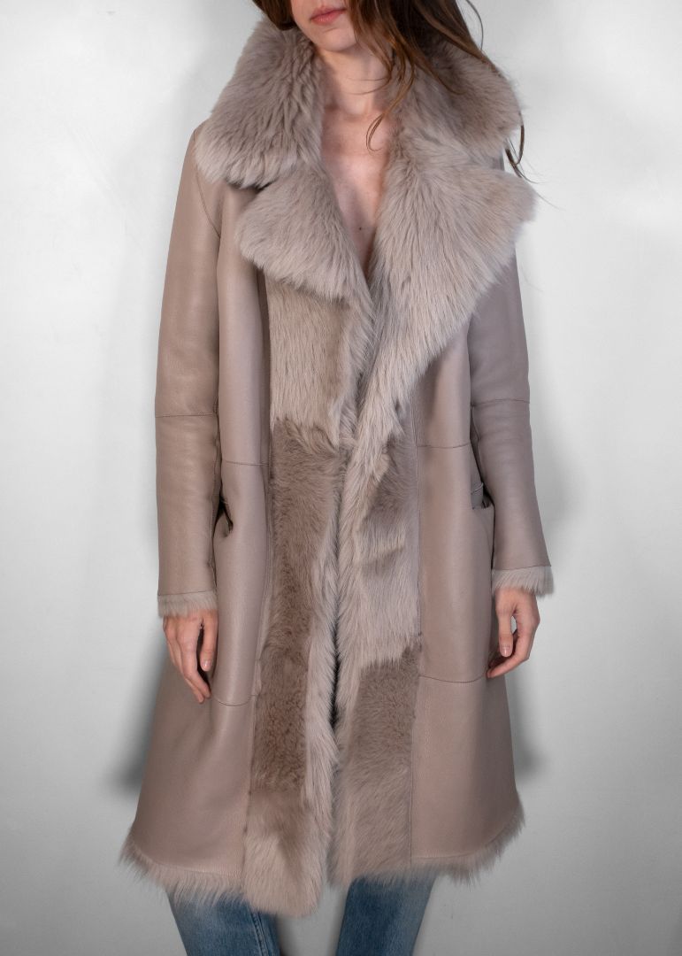 Nour Hammour Reversible Grey Fur Coat