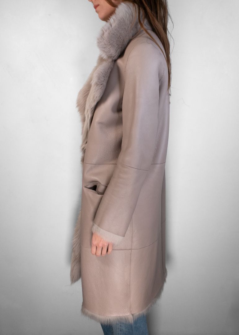 Nour Hammour Reversible Grey Fur Coat