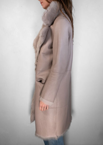 Nour Hammour Reversible Grey Fur Coat