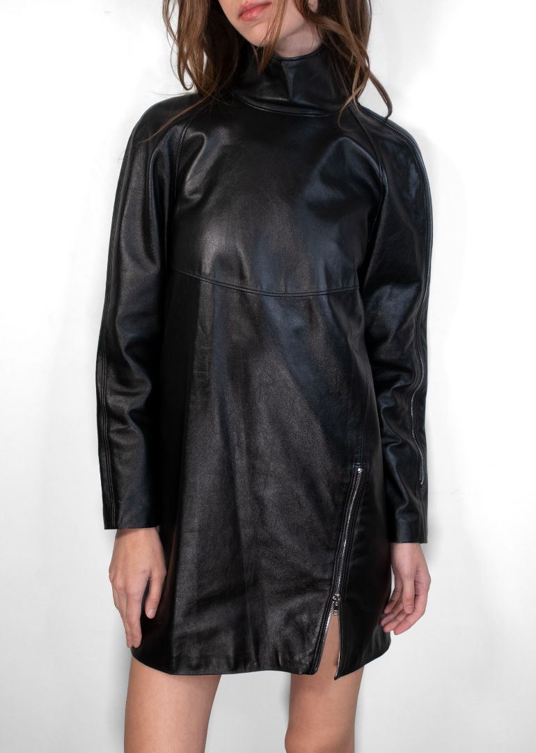 Isabel Marant Black Leather And Zipper Dress