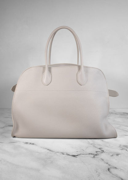 The Row White Leather Margaux Large Bag