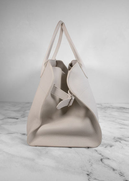 The Row White Leather Margaux Large Bag