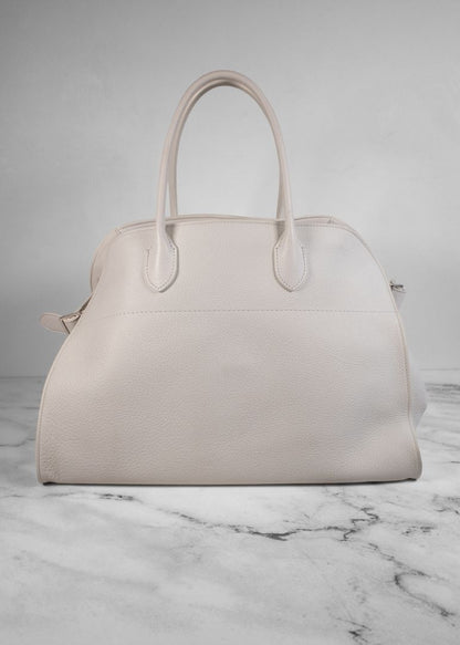 The Row White Leather Margaux Large Bag
