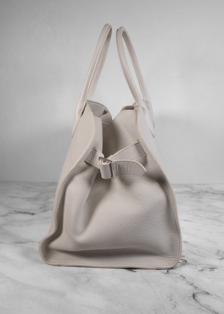 The Row White Leather Margaux Large Bag