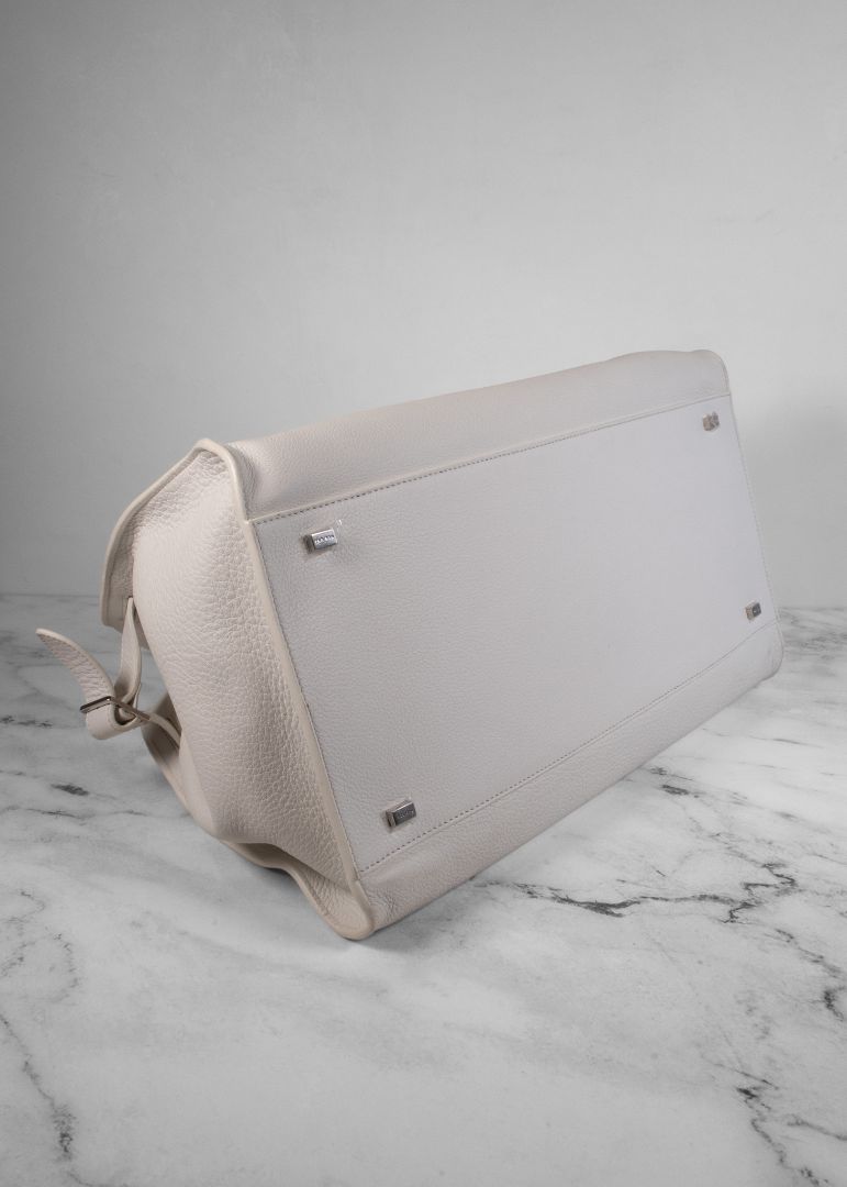 The Row White Leather Margaux Large Bag