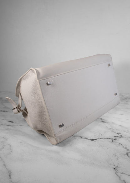 The Row White Leather Margaux Large Bag